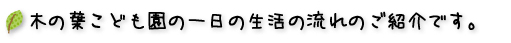 このは保育園の一日の流れのご紹介です。